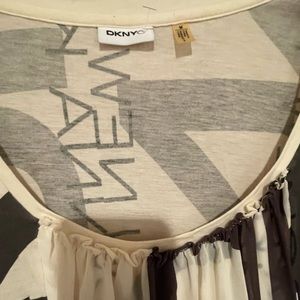 DKNY logo black and white chiffon top size medium